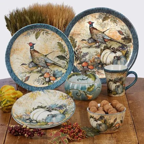 Vista 2 de Certified International Harvest Gatherings - Platos llanos de 11 pulgadas, multicolor, grandes, juego de 4