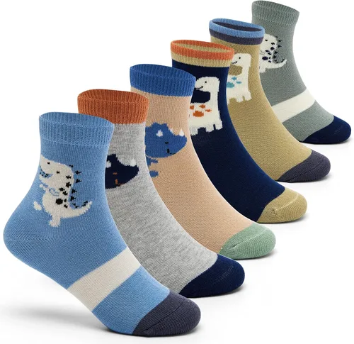 Vista 31 de Aisyee Calcetines de algodón para niños, calcetines sin costuras para niños, calcetines coloridos de cuarto de punto, paquete de 6