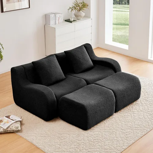 Vista 46 de Boneless Cloud - Sofá modular modular de 82.7 pulgadas, cómodo sofá biplaza de tela de peluche, sofás seccionales de asiento profundo para sala