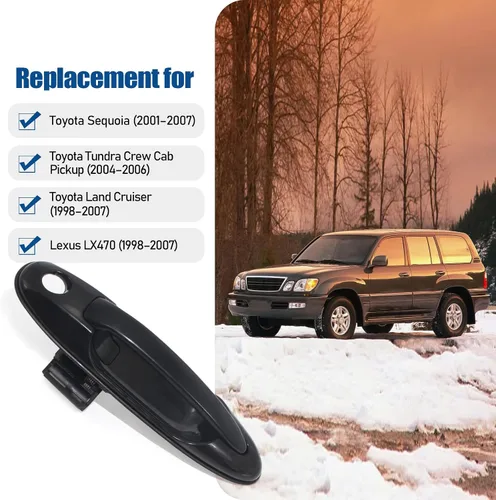 Vista 2 de Repuesto para manija exterior de Toyota para puerta delantera izquierda lado del conductor con ojo de cerradura para Sequoia 2001-2007, Tundra Crew