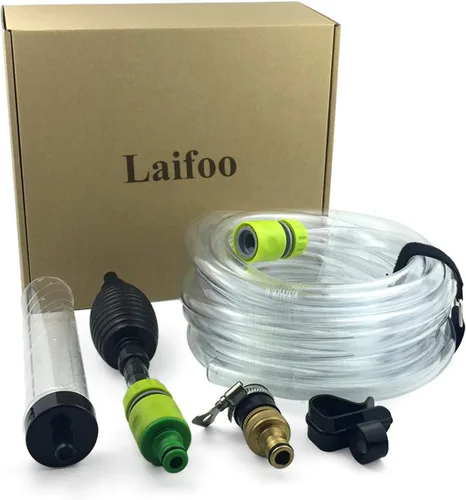 Vista 7 de Laifoo Limpiador de grava con aspirador para acuario de 25 pies, limpiador de tanque de peces, sifón, cambiador de agua