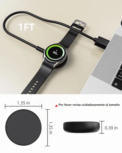 Vista 7 de Cargador de reloj Samsung Galaxy de 1 pie compatible con Watch 8/8 Classic