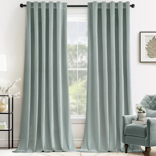 Vista 45 de MIULEE Cortinas de terciopelo de 84 pulgadas de largo, juego de 2 paneles para dormitorio, con pestaña trasera plisada, de lujo, aislamiento