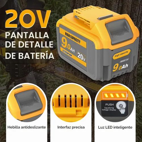 Vista 4 de waitley Batería de repuesto de 20V 9Ah compatible con herramientas Dewalt