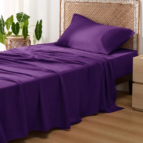 Vista 56 de Bedsure PureWoven 100% rayón derivado de bambú, sábanas de cama individual, 3 piezas