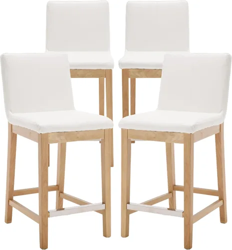 Vista 14 de Kmax Juego de 2 taburetes de bar de 26 pulgadas de altura de mostrador, taburetes tapizados para encimera de cocina con soporte trasero, taburetes