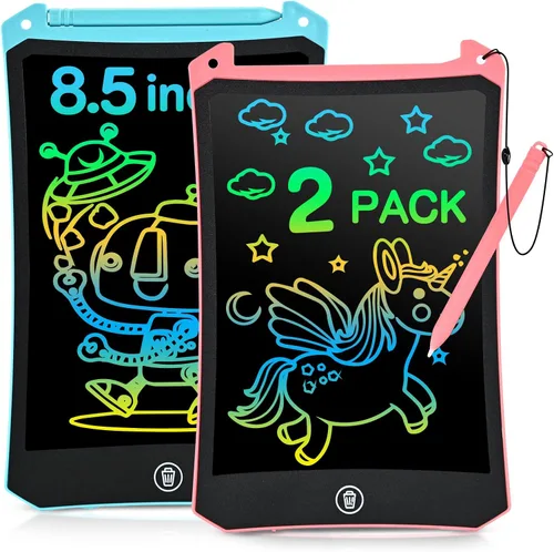 Vista 8 de Tableta de escritura LCD, paquete de 2 juguetes para niños pequeños, almohadilla de dibujo de 10 pulgadas, artículos esenciales de viaje para niños