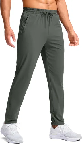 Vista 10 de Pudolla Pantalones deportivos altos para hombre con entrepierna de 32/34/36/38 pulgadas con bolsillos con cremallera, pantalones deportivos ligeros