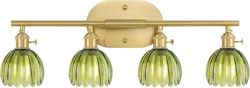 Vista 181 de Shenmoyl Lámparas de baño, lámpara de pared de 2 luces para tocador sobre espejo con pantalla de vidrio tulipán blanco para dormitorio, sala