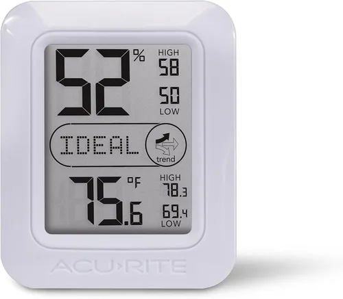 Vista 2 de AcuRite Termómetro e higrómetro digital para interiores con medidor de temperatura y humedad y niveles de comodidad (01131M), color blanco
