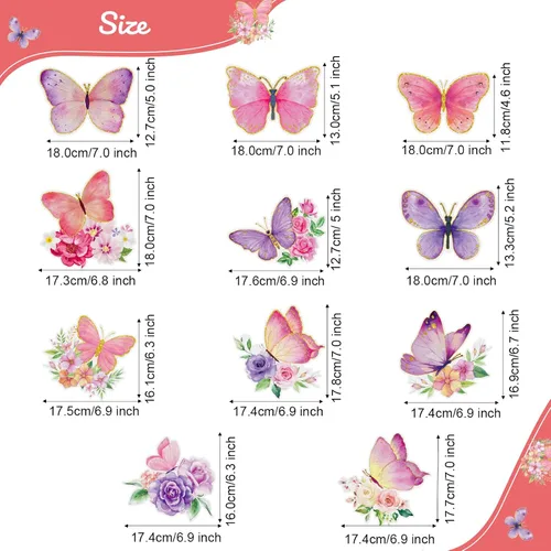 Vista 2 de Pajean 30 piezas de decoraciones de fiesta de mariposas en acuarela púrpura mariposa colgantes decoraciones de remolinos temáticos de verano