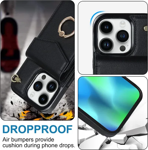 Vista 5 de Asuwish Compatible con iPhone 15 Pro Max de 6.7 pulgadas, protector de pantalla y anillo de bloqueo RFID, funda para teléfono celular
