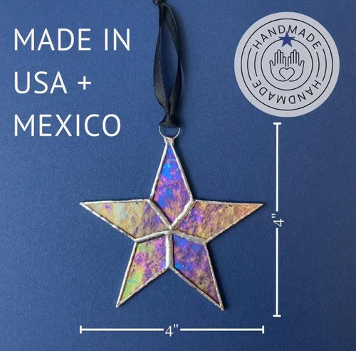 Vista 2 de Regalo de duelo por pérdida infantil para mamá - Estrella de vidrio emplomado iridiscente hecha a mano con sentimiento de estrella durmiente