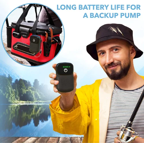 Vista 4 de Skywin Portable Aerator for Fish,USB Rechargeable Live Bait Aerator 18–32H Battery, Keeps Bait Alive Anywhere, Quiet Aquarium Water Pump for