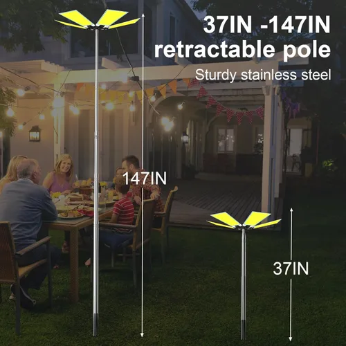 Vista 3 de CONPEX Altra luces LED telescópicas de camping, iluminación LED portátil para acampar al aire libre con control remoto y manual, soporte de 12V CC