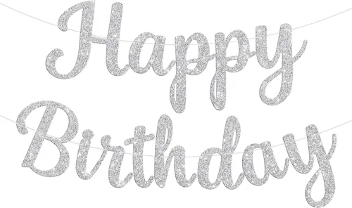 Vista 13 de Letrero de Pancarta de Feliz Cumpleaños Negro con Purpurina, Guirnalda de Cumpleaños Pancartas de Pared y Puerta Bandera para Mujeres Hombres Niños