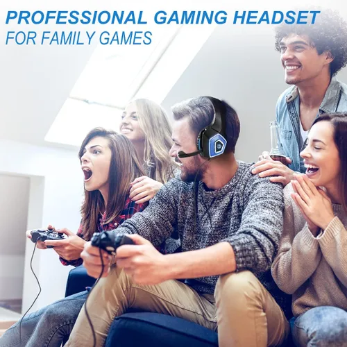 Vista 6 de Auriculares para juegos con micrófono para Xbox One PS4 PS5 PC Switch Tablet Smartphone, auriculares estéreo sobre la oreja graves 0.138in