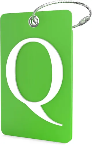 Vista 304 de Etiqueta de equipaje con inicial, totalmente flexible, con aro de acero inoxidable, letra G