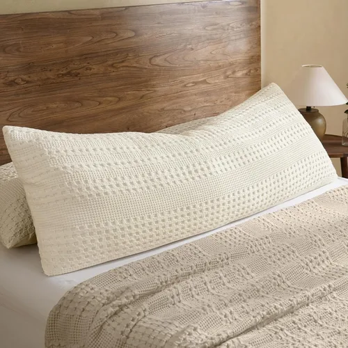 Vista 71 de PHF Fundas de almohada 100% algodón con tejido de gofre de 24 x 24 pulgadas, paquete de 2 fundas cuadradas para decoración elegante del hogar, sin
