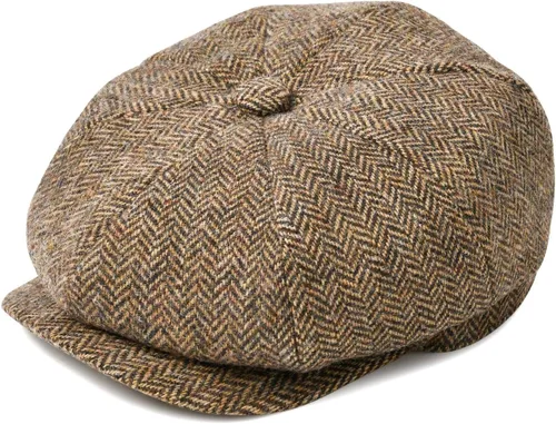 Vista 7 de BOTVELA Sombrero de tweed de espiga de 8 paneles de mezcla de lana para hombre