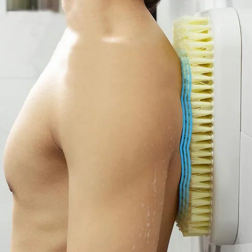 Vista 3 de Depurador de espalda montado en la pared para ducha, almohadilla exfoliante grande de baño, cepillo de baño manos libres para hombres y mujeres