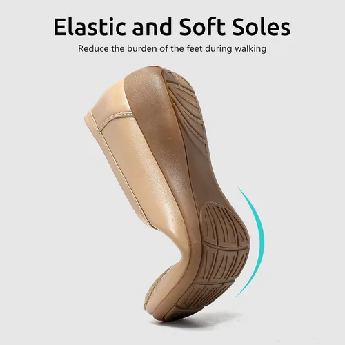 Vista 6 de Cestfini Penny Loafers for Women Shoes Dressy Casual, Wedge Heel Shoes Comfort for Work, Slip On Braided Moccasins Driving Closed Toe Shoes