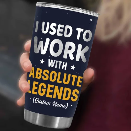 Vista 4 de WHIDOBE Vaso jubilado personalizado, con texto en inglés "I Used To Work With Absolute Legend, Goodbye Workplace Office Boss, Women Men, Going Away