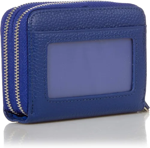 Vista 2 de KALMOR Billeteras de cuero para mujer con doble cremallera RFID bloqueo bolsillo para monedas Azul