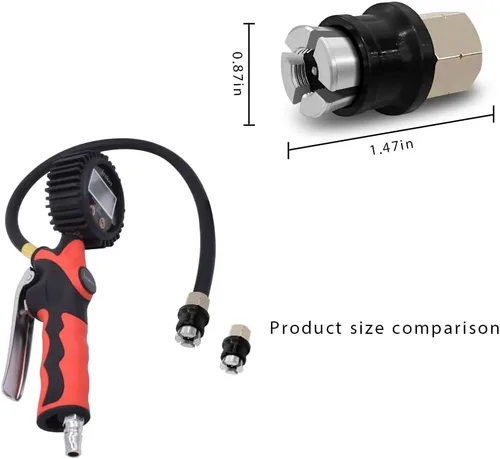 Vista 6 de JINKEY Mandril de Aire con Bloqueo para Válvula Schrader, 1/4" FNPT de Latón Resistente con Flujo Cerrado Recto Mandril de Neumático con Bloqueo