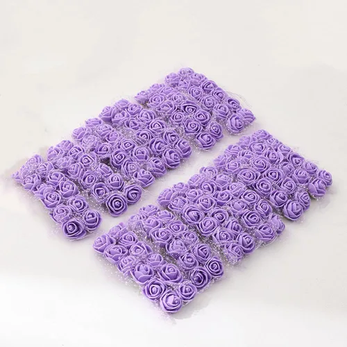 Vista 7 de 144pcs 12 colores mini flores artificiales rosas cabezas y tallo suave