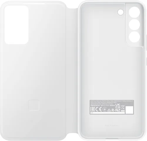 Vista 2 de Samsung Funda protectora para Galaxy S22+ S-View con tapa, control de grifo, diseño de vanguardia, versión estadounidense, blanco, EF-ZS906CWEGUS