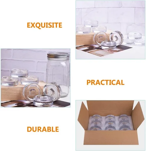 Vista 8 de Luxshiny Kit de decapado Pesos de fermentación de vidrio con asas ranuradas, tapas de fermentación pesada para tarro de boca ancha universal Kit