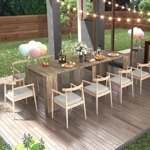 Vista 6 de JOYSOURCE Mesa de comedor extensible para hasta 12 personas de 20 a 119 pulgadas, ajustable, grande, extra larga, rectangular, ahorro de espacio
