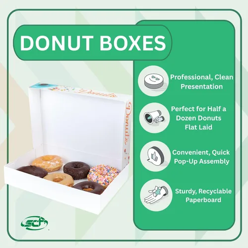 Vista 3 de Southern Champion Tray 12123 Caja de donas impresa para panadería, deliciosa impresa, productos horneados, fiestas, cumpleaños, celebraciones