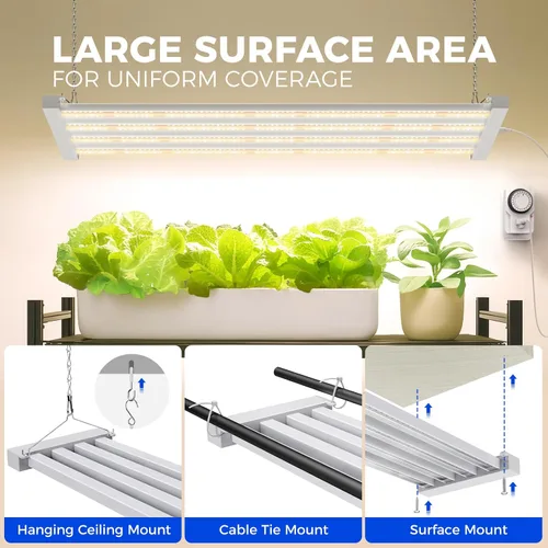 Vista 3 de Barrina TX-L63 - Luces de cultivo de 3 pies para plantas de interior, 252 W (4 x 63 W), 4 paneles LED de cobertura más amplia, espectro completo