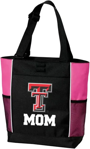 Vista 4 de Broad Bay Official Texas Tech Tote Bag Zippered Carryall Red Raiders Logo, 600D Canvas, Adjustable Handles, Front Pocket, Side Mesh Pockets, Work