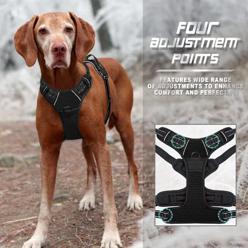 Vista 149 de BARKBAY - Arnés para perro sin tirones con clip frontal, material resistente y reflectante, asa de fácil control para pasear perros grandes