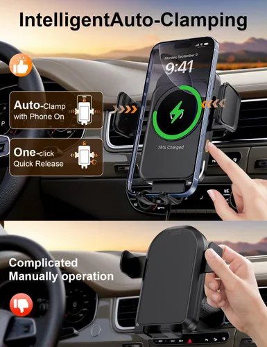 Vista 4 de Cargador inalámbrico del coche, cargador del sostenedor del teléfono