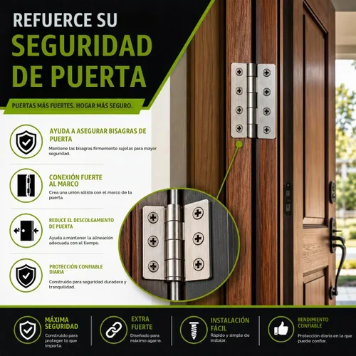 Vista 3 de Tornillos para madera de níquel plateado satinado de 9 x 3 pulgadas, tornillos extra largos para bisagra de puerta, tornillos de seguridad