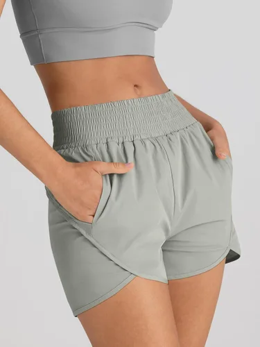 Vista 4 de AUTOMET Pantalones cortos deportivos para mujer, de cintura alta, para correr, gimnasio, entrenamiento, ropa deportiva casual con bolsillos 2026