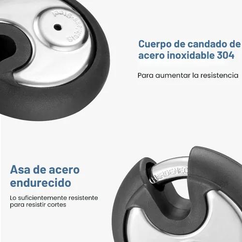 Vista 4 de Puroma Candado con llave, cerradura de casillero de acero inoxidable, cerraduras resistentes con 3 llaves, cerradura de unidad de almacenamiento