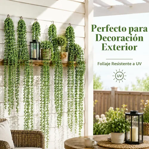 Vista 5 de Janinka - 8 suculentas artificiales a granel, plantas colgantes de 24 pulgadas