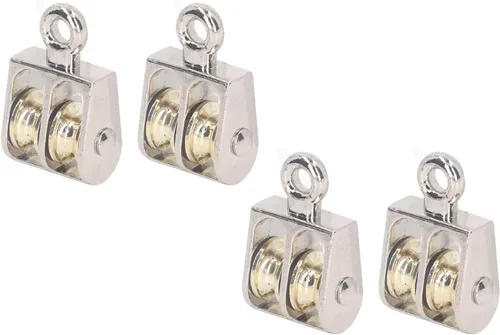 Vista 6 de 4 piezas de bloque de polea doble, bloque de polea de 220.5 lbs 220 libras con rodamiento de aleación de zinc grúa de elevación de polea