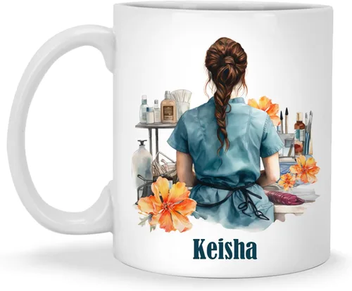 Vista 13 de Enfermera con equipos médicos Tazas de café, Taza de cerámica de enfermería con nombre personalizado, Taza de café asistente médica, Regalo