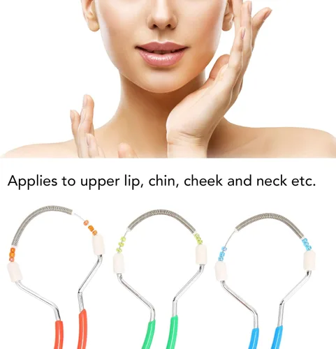 Vista 2 de Dioche Kit de eliminación de vello facial de primavera de 3 piezas, depiladora de doble resorte para mujeres, herramienta portátil de depilación