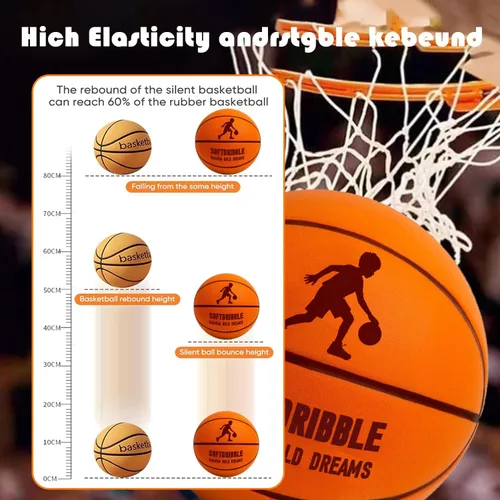 Vista 4 de GalaHub Baloncesto silencioso sin compresión Baloncesto de espuma suave sin ruido Pelota sin sonido para entrenamiento en interiores y goteo