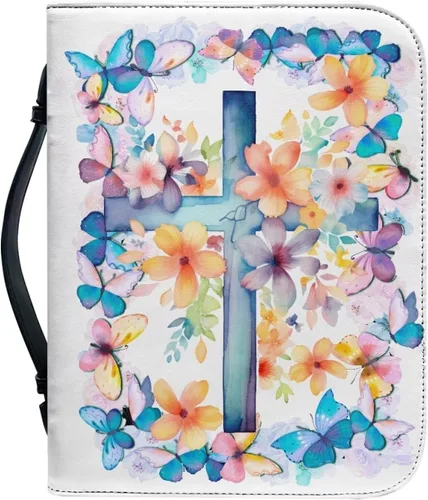 Vista 7 de Flashideas Funda de transporte ligera de la Biblia de la PU para las mujeres, cubierta de la Biblia de moda con asa para el estudio
