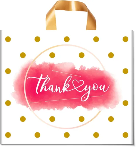 Vista 7 de Thank You Bags - Paquete de 50 bolsas de compras de plástico extra gruesas para pequeñas empresas, boutique, oficina, fiesta (10 x 12 pulgadas)