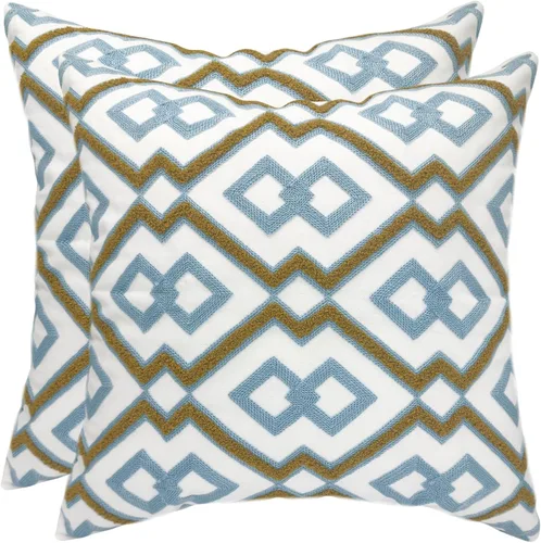 Vista 27 de Alysheer Fundas de almohada decorativas bordadas a cuadros 18"x 18", juego de 2, fundas de almohada de algodón con patrón tuftado de cuadros
