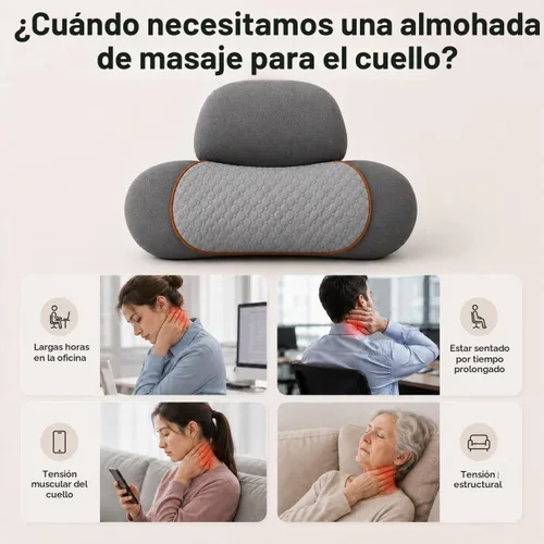 Vista 6 de Almohadas de masaje de cuello 3 en 1 con calor para aliviar el dolor de tejido profundo, corrector cervical recargable de joroba cervical, soportes